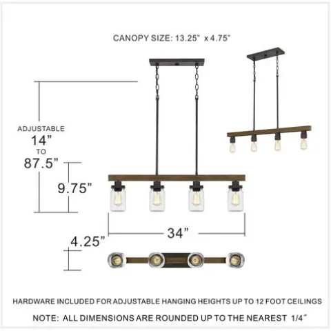 New Patriot Lighting® Wheland Matte Black 4-Light Island Light