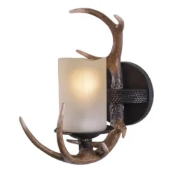 New Patriot Lighting® Yoho Black Walnut 1 Light Antler Vanity Light