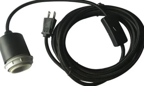 Outlet Patriot Lighting 15-1/2′ Hanging Black Textile Pendant Light Cord Kit