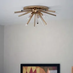 Outlet Patriot Lighting® Aria Natural Brass Flush Mount Ceiling Light