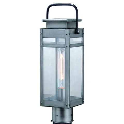 Outlet Patriot Lighting® Clermont Brushed Pewter And Textured Black Post Light