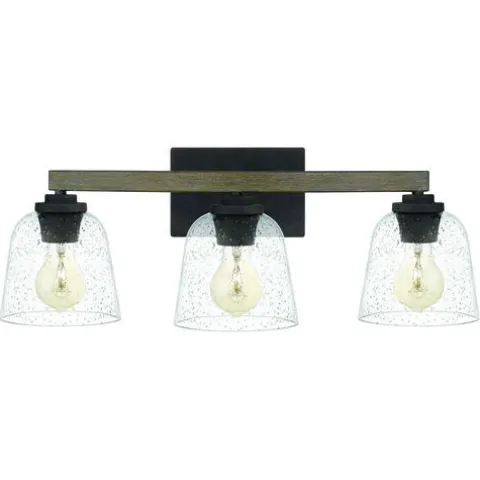 Outlet Patriot Lighting® Danae Matte Black 3-Light Vanity Light