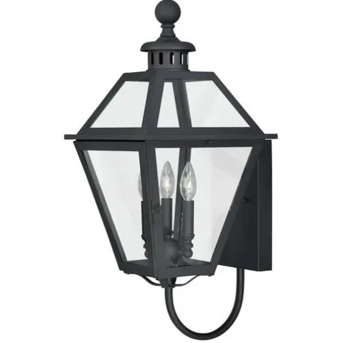 Outlet Patriot Lighting® Nottingham Textured Black 3-Light Outdoor Wall Light