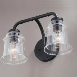 Outlet Patriot Lighting® Toledo Matte Black 2 Light Vanity Light