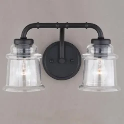 Outlet Patriot Lighting® Toledo Matte Black 2 Light Vanity Light