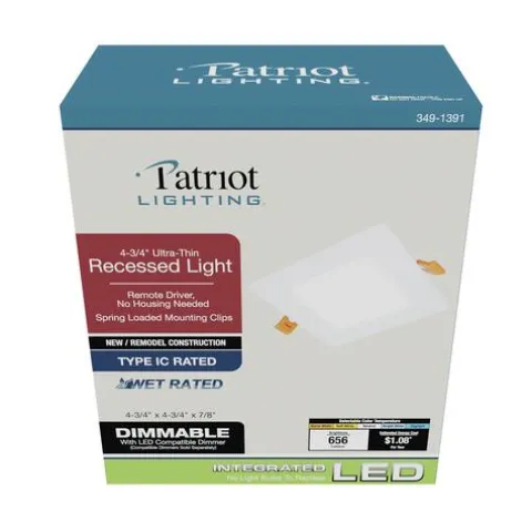 Promo Patriot Lighting® 4-3/4″ Led Ultra-Thin Square Recessed Downlight