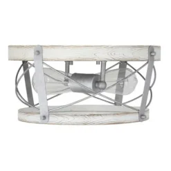 Promo Patriot Lighting® Bea White Wash Faux Wood & Galvanized 2-Light Flush Mount Ceiling Light