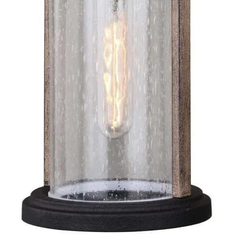 Promo Patriot Lighting® Cumberland Textured Dark Bronze And Burnished Oak Outdoor Wall Light