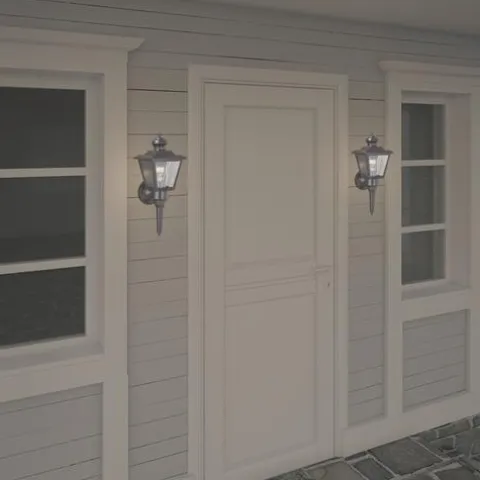 Promo Patriot Lighting® Dualux Brookline Iii Black Motion Sensor Outdoor Security Wall Light