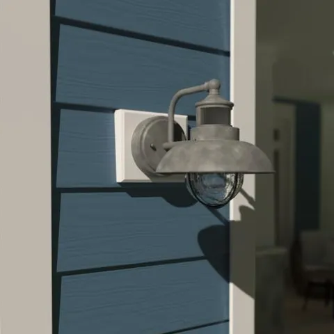Promo Patriot Lighting® Dualux® Harwich Textured Gray Outdoor Wall Light