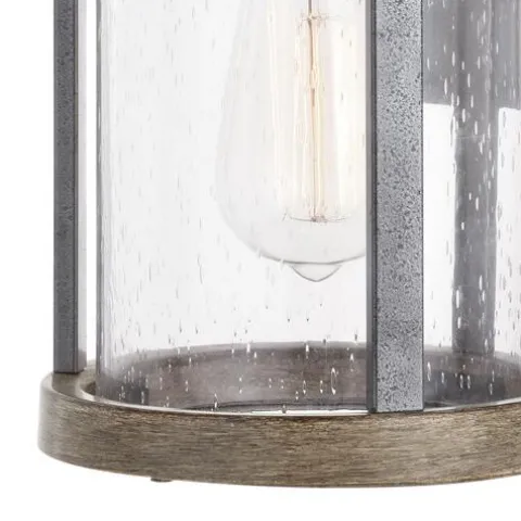 Promo Patriot Lighting® Elegant Home Brooklyn Natural Iron & Distressed Faux Wood Outdoor Wall Light