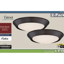 Promo Patriot Lighting® Fulton Bronze Integrated Led Flush Mount Ceiling Light 2-Pack