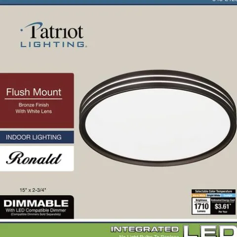 Promo Patriot Lighting® Ronald Bronze Integrated Led Flush Mount Ceiling Light
