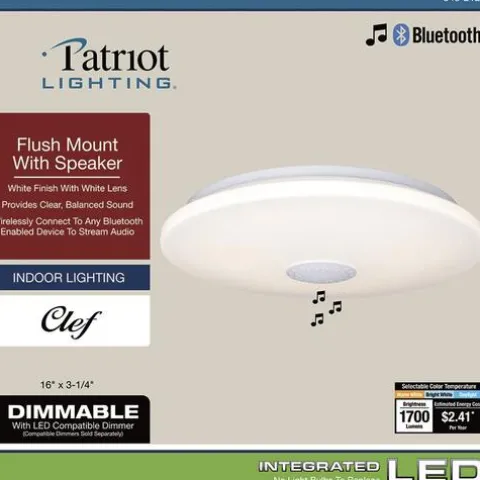 Top 10 Patriot Lighting® Clef White Integrated Led Bluetooth® Speaker Flush Mount Ceiling Light