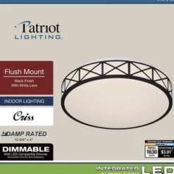 Top 10 Patriot Lighting® Criss Black Integrated Led Flush Mount Ceiling Light