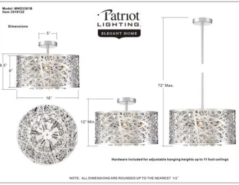 Top 10 Patriot Lighting® Elegant Home Braylen Chrome 6-Light Pendant