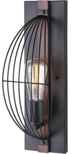 Top 10 Patriot Lighting® Gage Black With Wood Accents 1-Light Indoor Wall Light