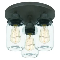 Top 10 Patriot Lighting® Wheland Matte Black 3-Light Semi-Flush Mount Ceiling Light
