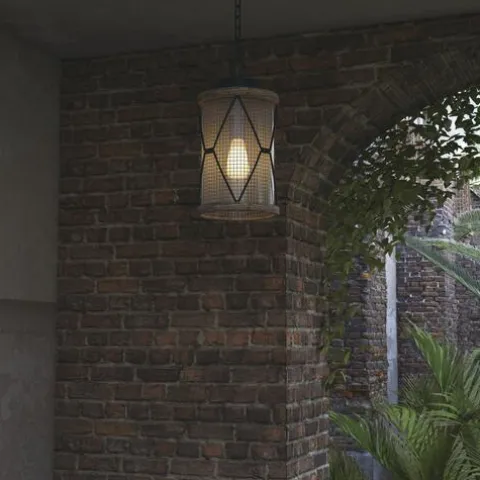 Wholesale Patriot Lighting® Elegant Home Bodhi Black & Replica Wood Outdoor Pendant Light