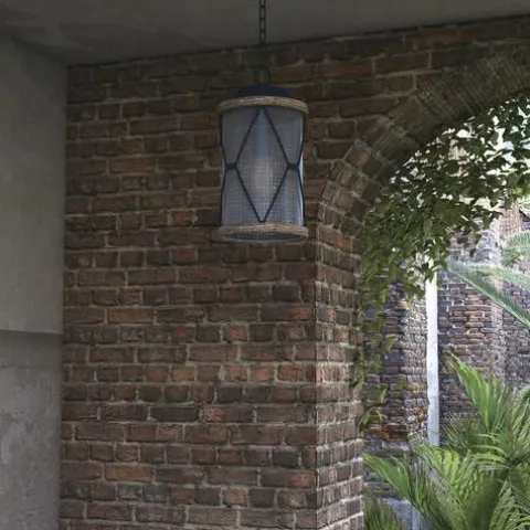 Wholesale Patriot Lighting® Elegant Home Bodhi Black & Replica Wood Outdoor Pendant Light