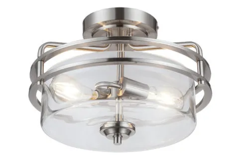 Wholesale Patriot Lighting® Joska Brushed Nickel 2-Light Semi-Flush Mount Ceiling Light